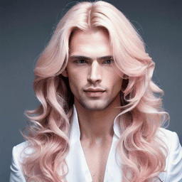 Long Curly Light Pink Hairstyle AI avatar/profile picture for men